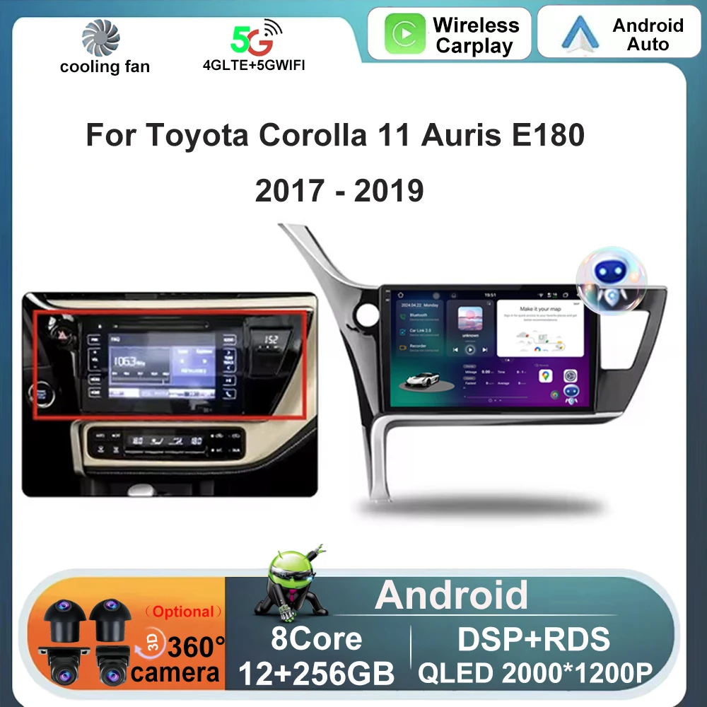 

Android 14 10 "для Toyota Corolla 11 Auris E180 2017 2018 2019 4G Lte WIFI Автомобильный радиоприемник Мультимедиа GPS Navi Стерео BT Auto Carplay