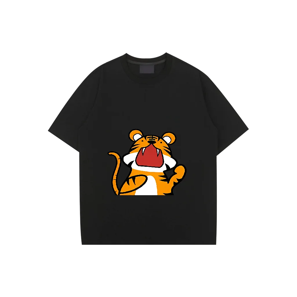 

Cute Little Tiger Print Short Sleeve T-shirts Oversize Trend Retro Men's Cotton T-shirt High Quality Hip Hop Top Y2k Loose Tops