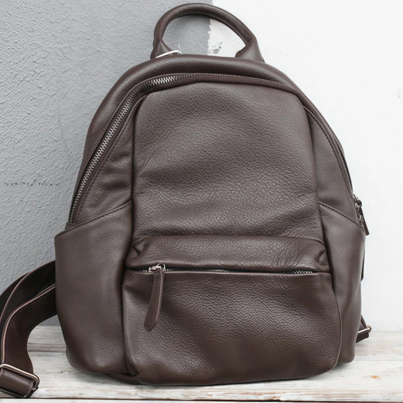

Women's Backpacks Genuine Leather Bag 2025 New Casual Soft Cowhide Rucksack Travel Commuter Daily Daypack Black Coffee Bagpack