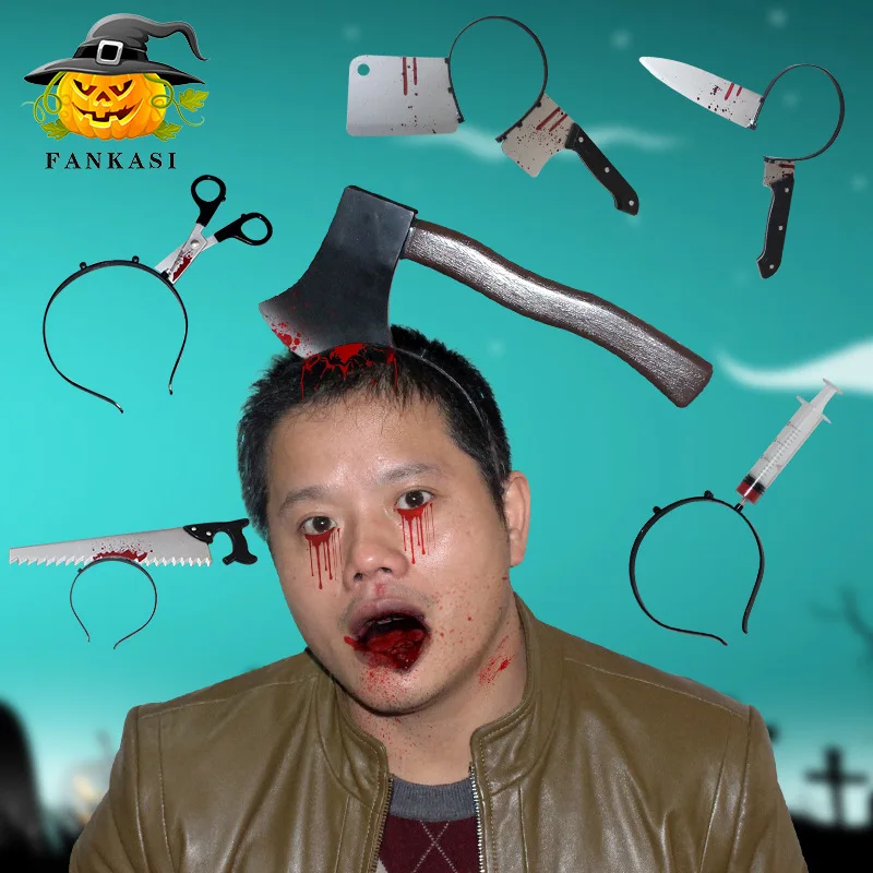 

Хэллоуин Пирсинг Нож Заглушка Нож Игла Бочка Ножницы Пила Имитация Кровавого Маскарада Вечеринка Ужас Шутка Пластиковые Ювелирные Изделия