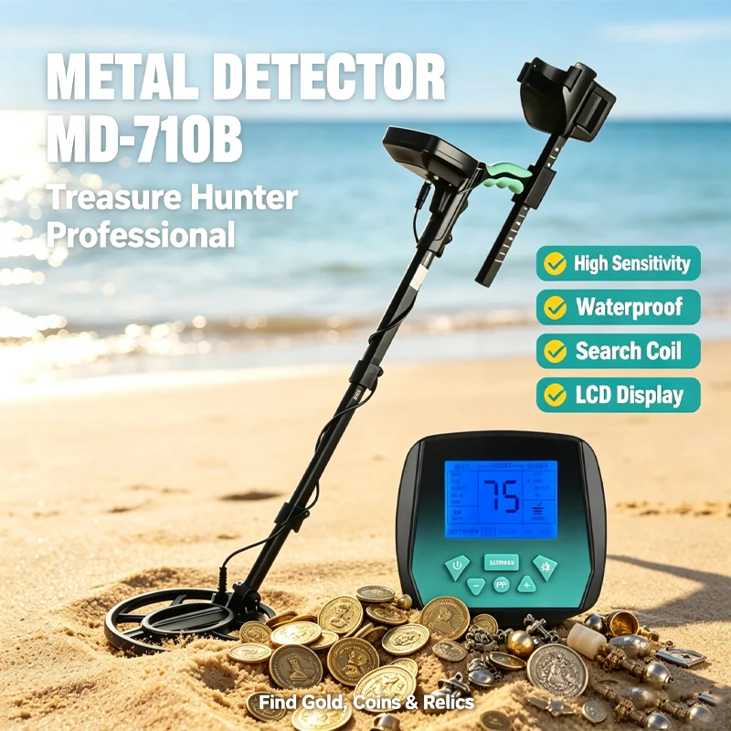 Metal Detector MD710B All Metal Detection Jewelry Target Find DIsc Notch Pinpoint Mode Treasure Hunters Outdoor Exploring