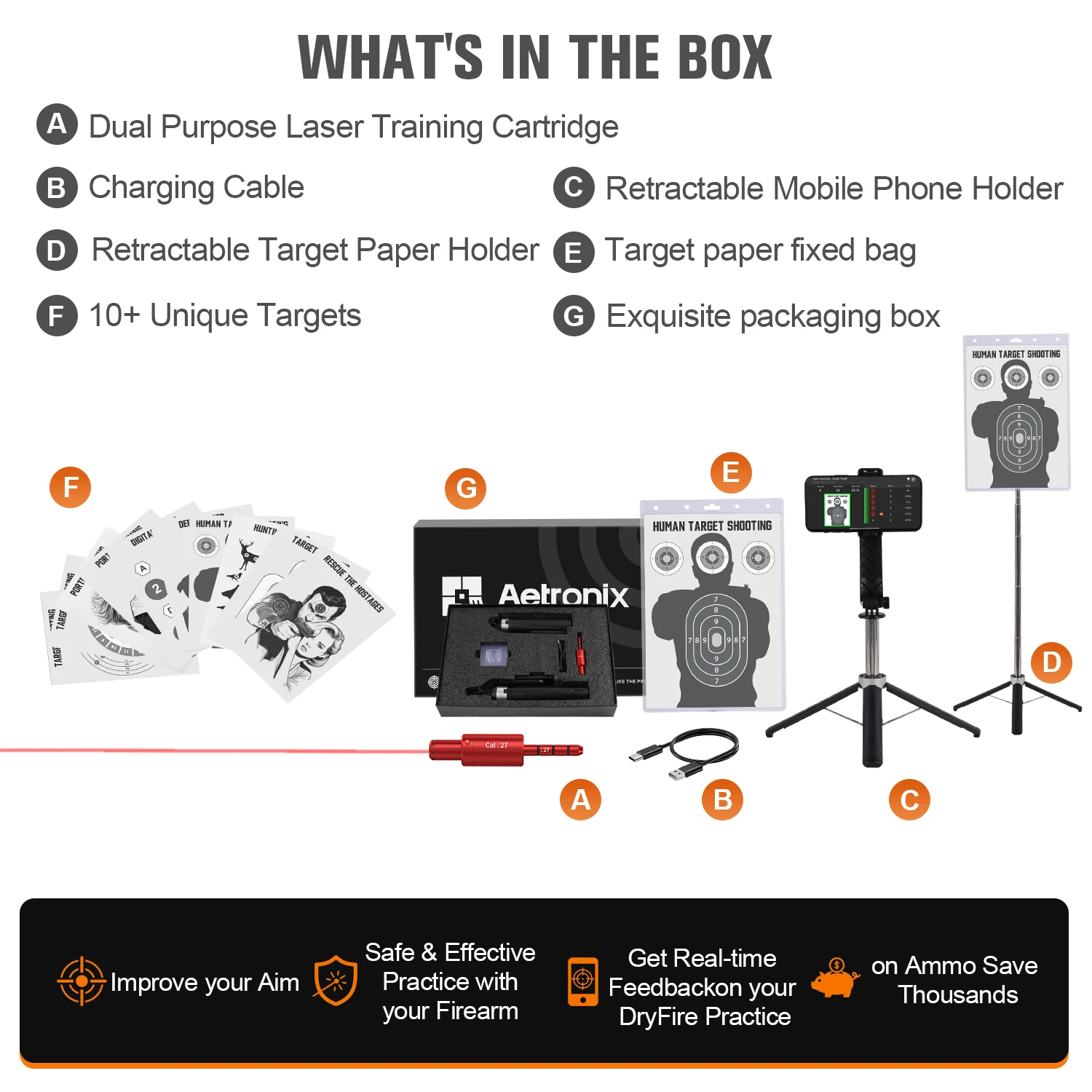 

. 27 Dual purpose red dot laser trainer with extendable target paper holder and phone holder for aiming training