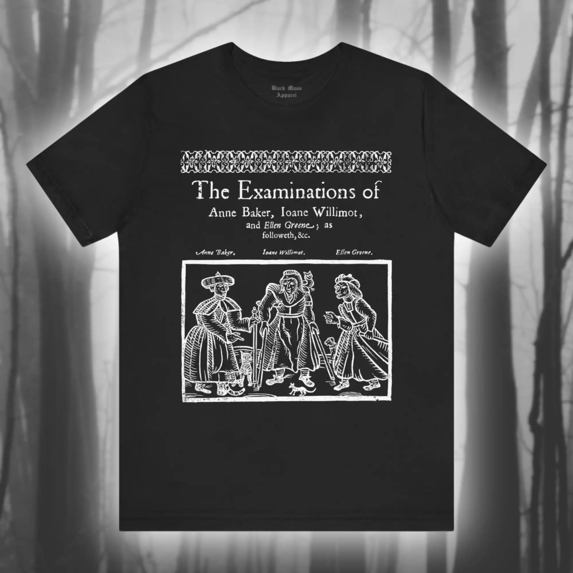 Witches of Belvoir Occult WoodcuT T Shirt Vintage Witchcraft Black Magic Creepy Medieval Jersey