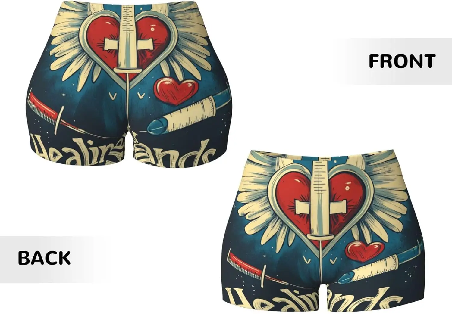 شورت رياضي نسائي قابل للتمدد، شورت جري بشعار ممرضة مسجلة للنساء، ماص للرطوبة #4