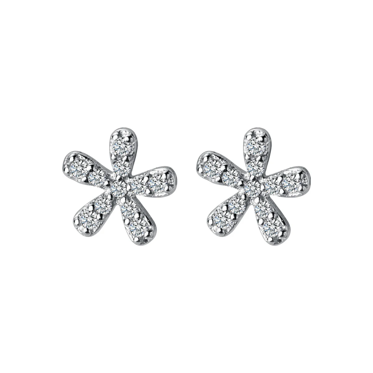 Modian Real Sterling Silver 925 Classic Flower Stud Eearrings for Women Clear CZ Gold Color Ear Pins Studs Fine Charm Jewelry