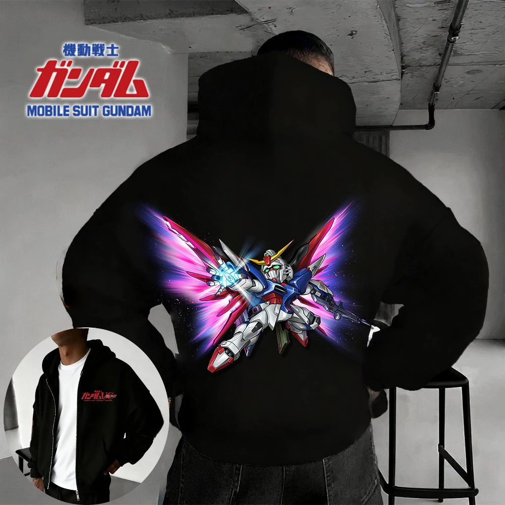 

The 2025 Autumn/winter New Gundam Series Anime Clothing Pattern Printed Pure Cotton 100% Super Large Casual Zipper Hoodie