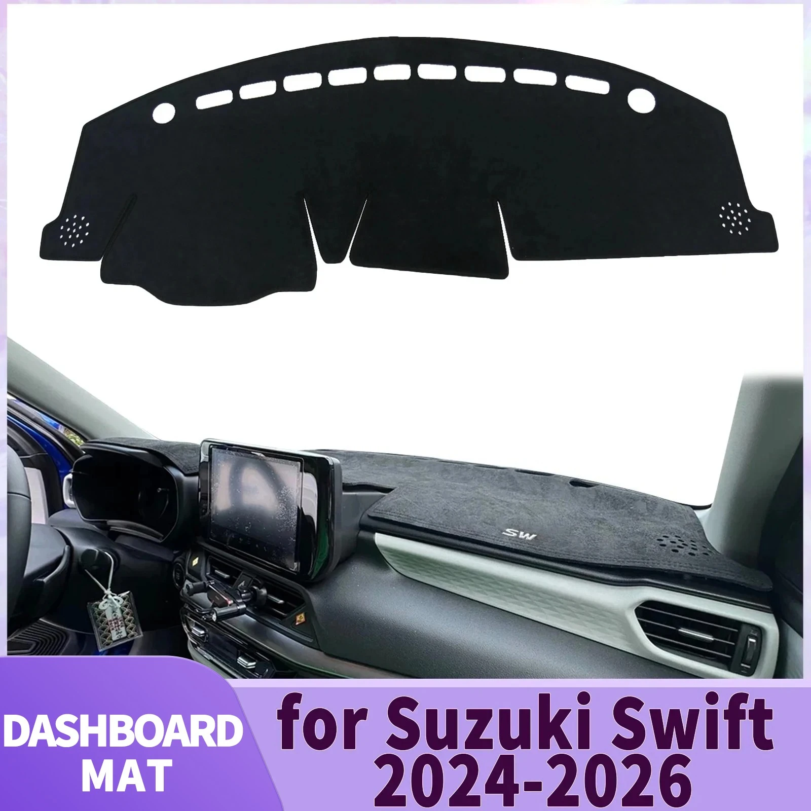 

Подходит для 2024, 2025, 2026, Suzuki Swift, белый логотип, автомобильные аксессуары, коврик для приборной панели, коврик для приборной панели, солнцезащитный ковер, защитный коврик