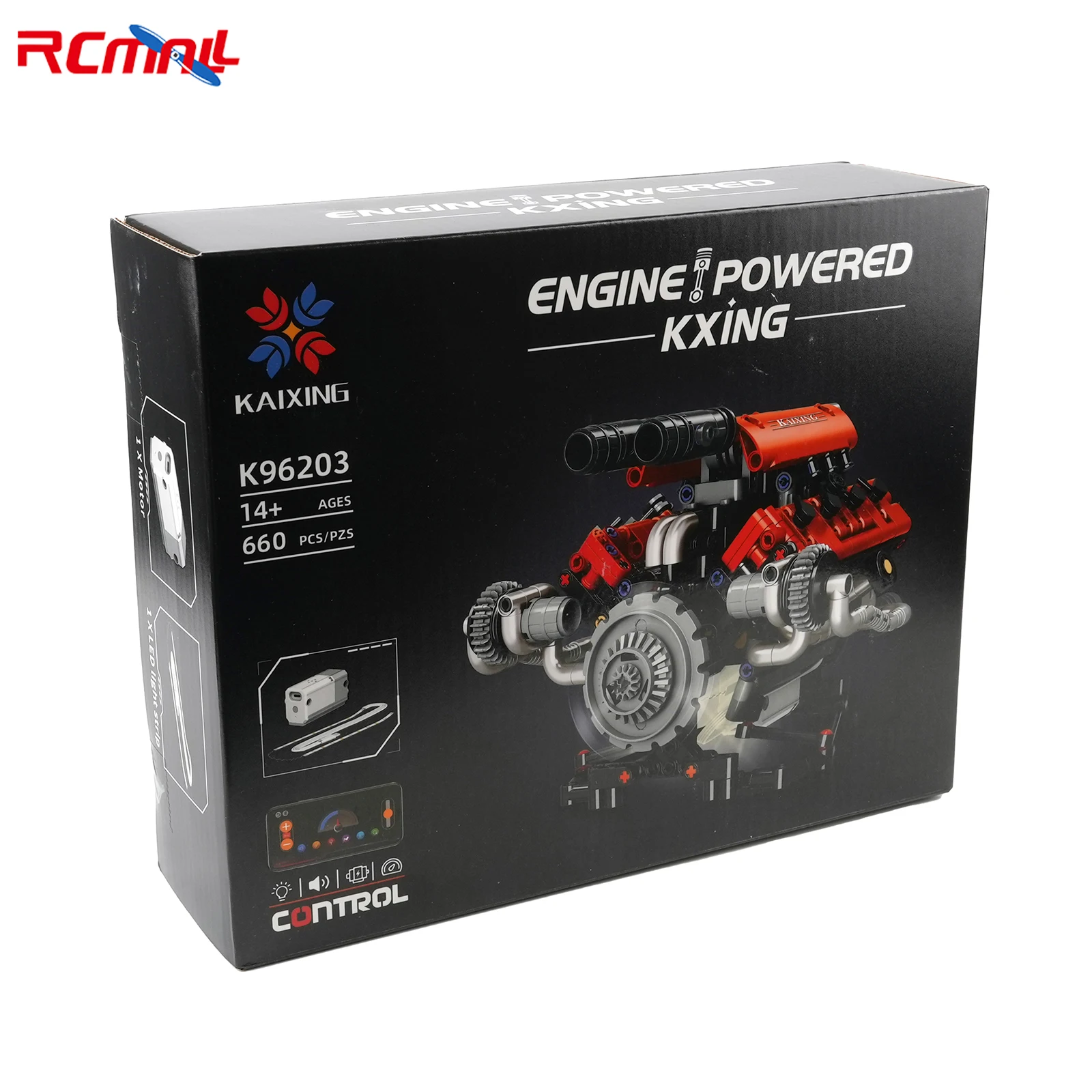 

660 шт. K96203 APP программируемые блоки V8 двигатель строительный блок в сборе модель набор со светодиодной подсветкой в сборе кирпичные игрушки для подарка