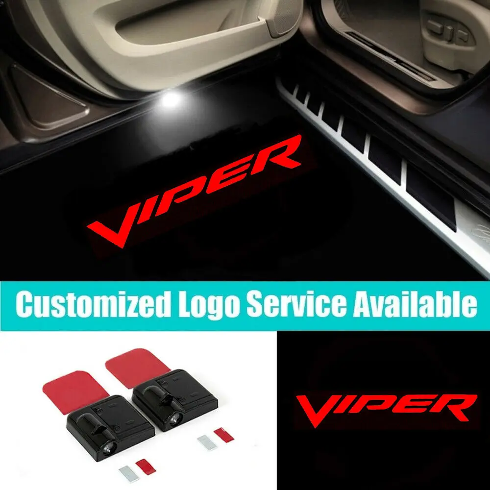 2pcs Wireless Red VIPER Logo LED Car Door Courtesy Laser Welcome Shadow Light for Viper