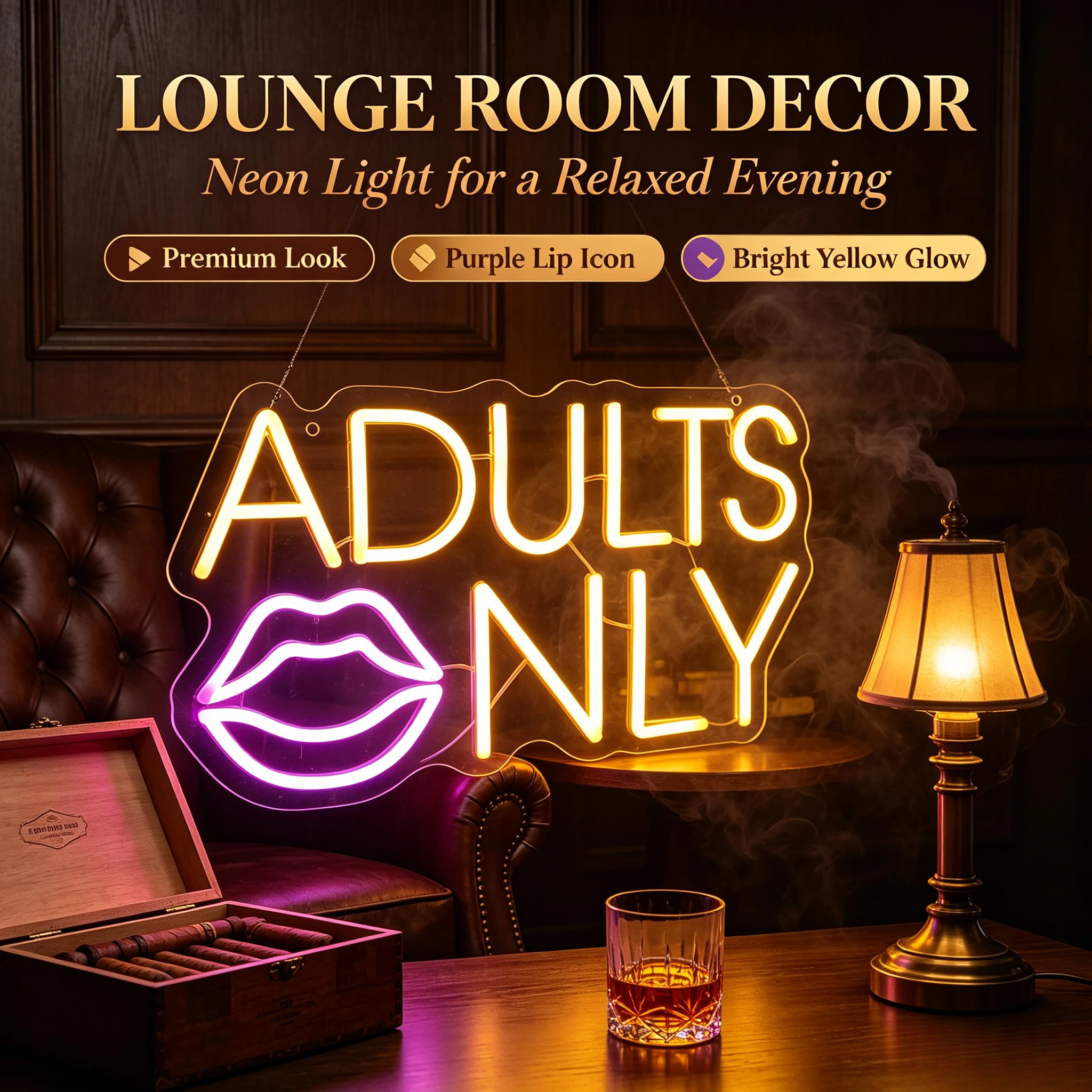 Adults Only LED Neon Sign USB Powered Light Up Sign for Home Bar Man Cave Wall Art Decoration for Party Ambient Lighting