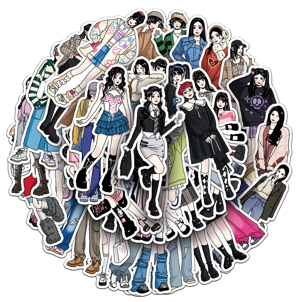 10/30/50pcs Y2K Fashion Mocha Girl Stickers Cool Personalized Dress Up Cartoon Sticker Notebook Phone Guitar Laptop Decals Decor