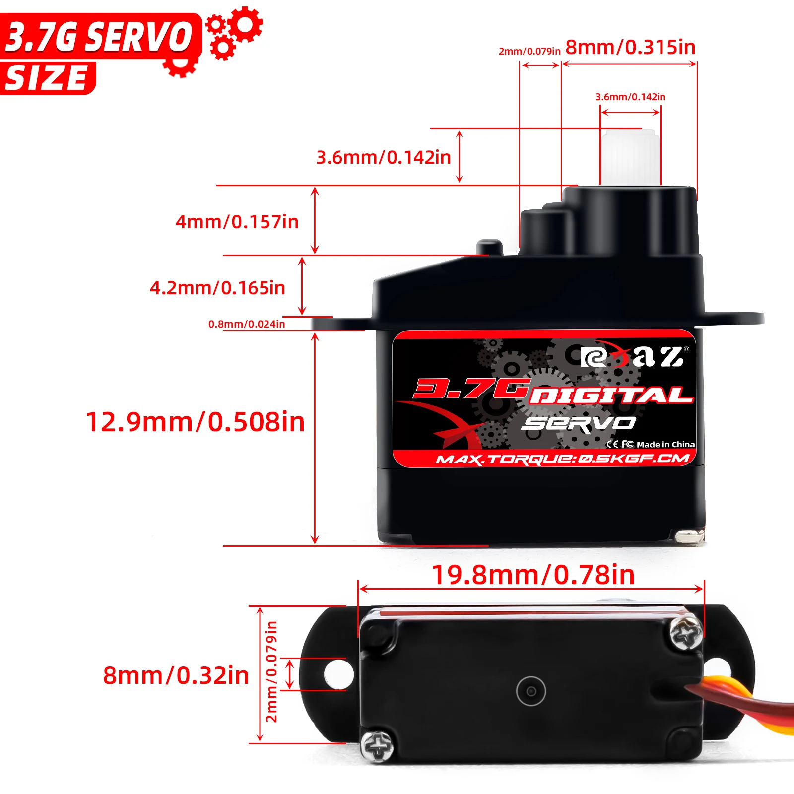 RCZIPROY MINI Digitales Lenkgetriebe 3,7 G Mikro-Lenkgetriebe für RC-Auto, Boot, Roboter, Hubschrauber-Upgrade-Teile