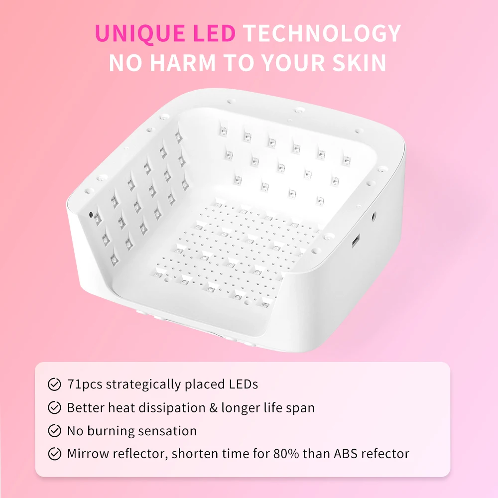 Lampe UV pour ongles à 71 LED, grand espace, sèche-ongles avec oreiller à main, capteur intelligent, lampe UV professionnelle 72 W pour manucure et pédicure