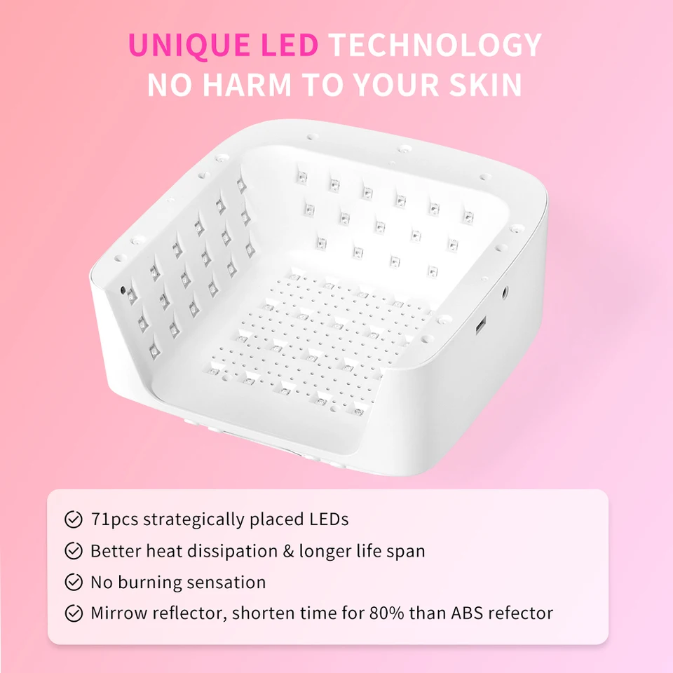 Lámpara de uñas UV de 71 LEDs, espacio grande, con almohada para mano, sensor inteligente, 72W profesional para manicura y pedicura 4