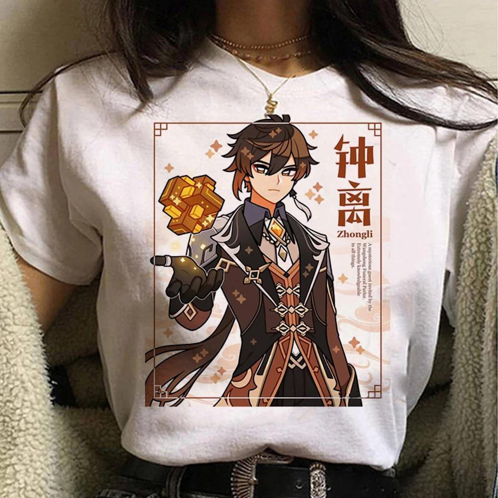 T gráfico Genshin Impact para mulheres, roupas anime Harajuku, camiseta designer feminina