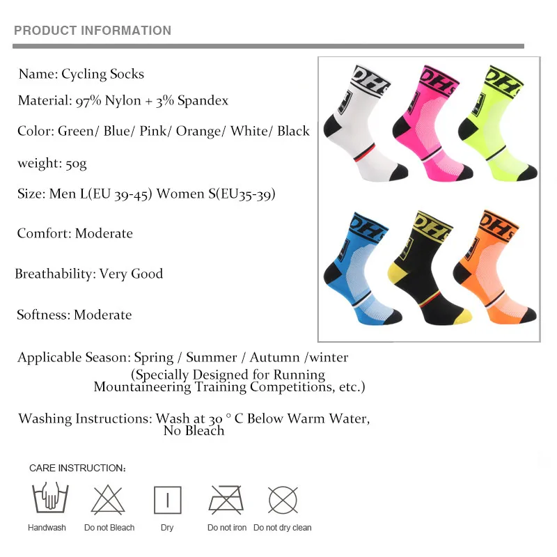 DH Sport Cycling Socks Men Women Professional Soft Breathable Bicycle Socks Outdoor Sports Socks For Running Climbing Tennis