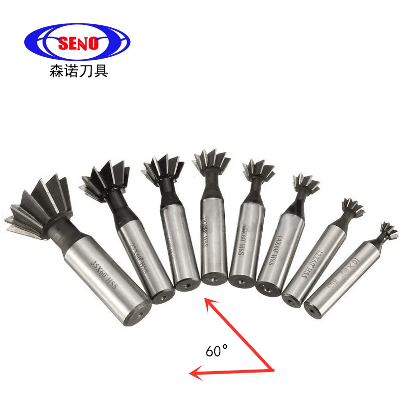 1PCS 60 Degree HSS Dovetail Milling Cutters 60 Degree 10mm 12mm 14mm 16mm 18mm 20mm 25mm 30mm 32mm 35mm 40mm 45mm 50mm 60mm