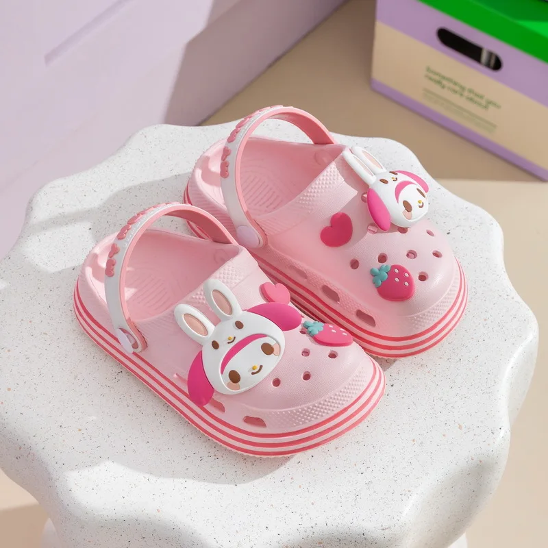 Zapatillas Kawaii Kuromi Cinnamoroll Eva para niñas, sandalias de playa al aire libre, accesorios de dibujos animados de Hello Kitty para niños y adultos, regalos de zapatos