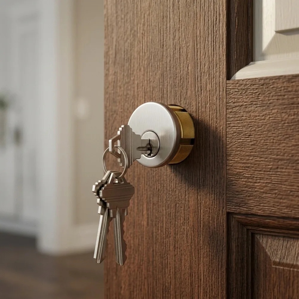 Solid Brass Mortise Cylinder with Reinforced Internal Components for Consistent Cylinder Rotation and Retention