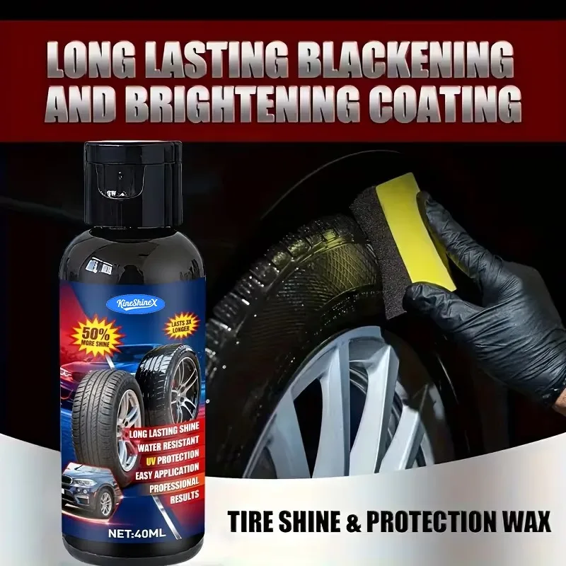 Special Tire Shine Wax for Automobiles, Blackening, Long-Lasting Maintenance, Anti-Aging Tire Glaze for Tire Renovation