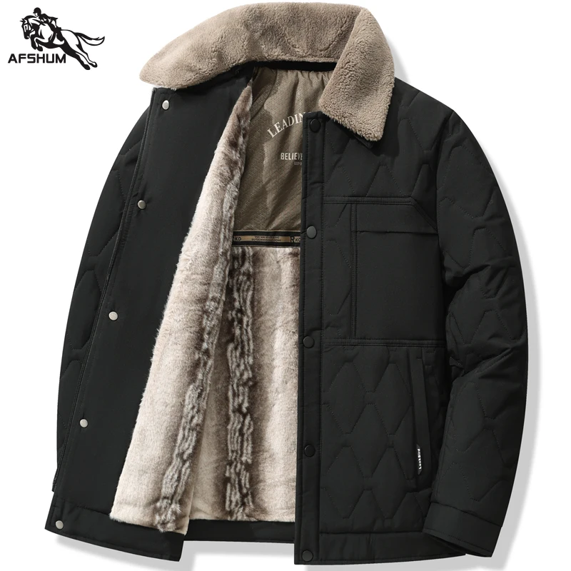 Men's Jacket Stand mens Parka Winter New Hooded hood down jacket fleece Warm Jackets men business leisure coat baseball coats