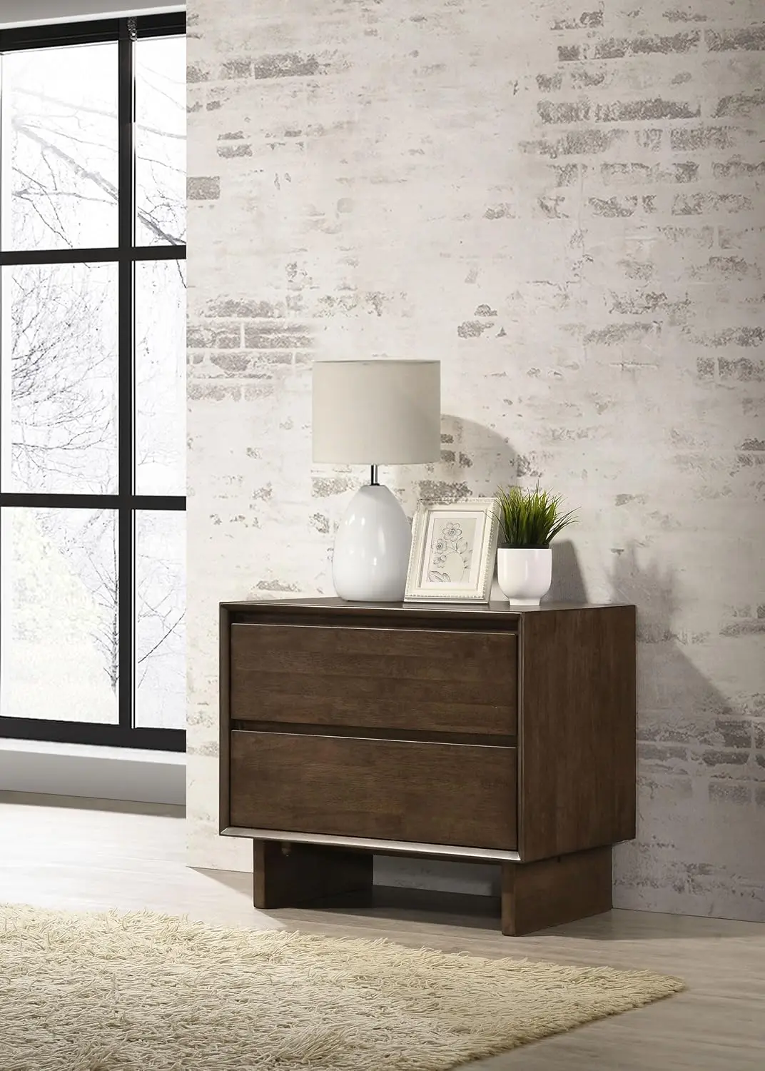 Coaster Glenwood 2-Drawer Nightstand with Felt Lining, Warm Brown 225012