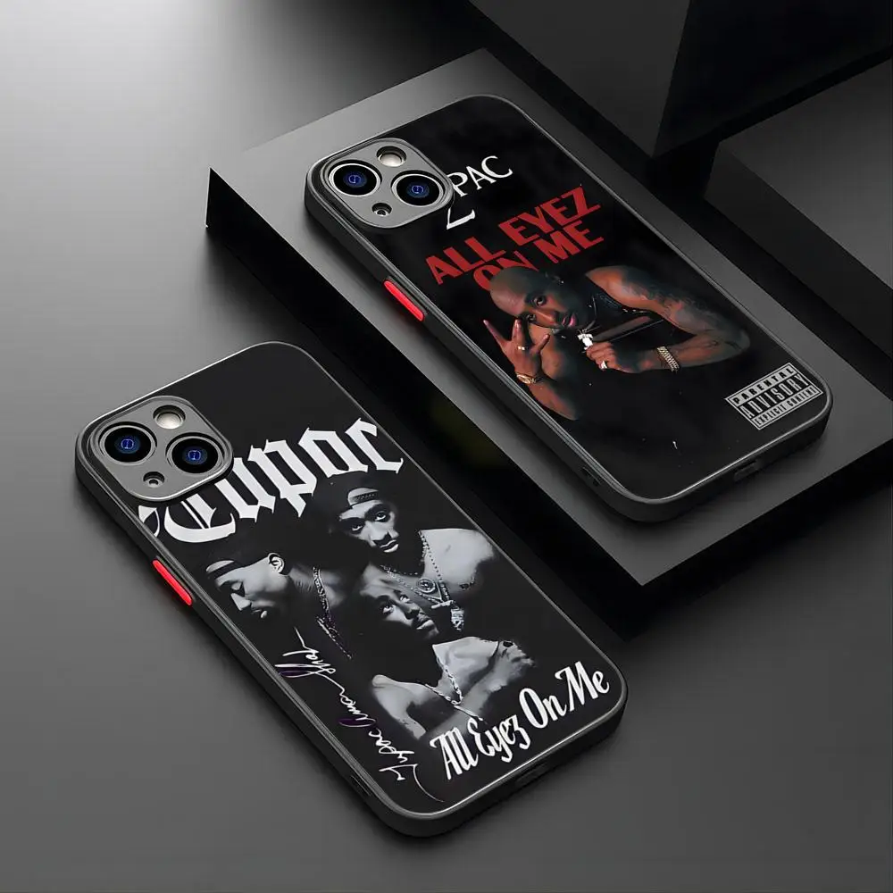 2Pac Hip Hop Singer Phone Case For iPhone 15 14 12 13 11 Pro Max XR XS Mini X 7 8 Plus matte Cover