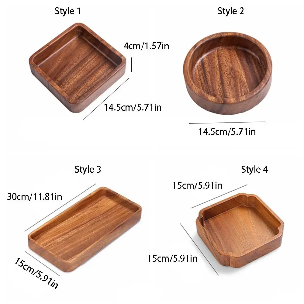 Dessert Platter Japanese Style Wooden Fruit Tray Natural Round/Square Tea Serving Plate Durable Snack Tray Restaurant