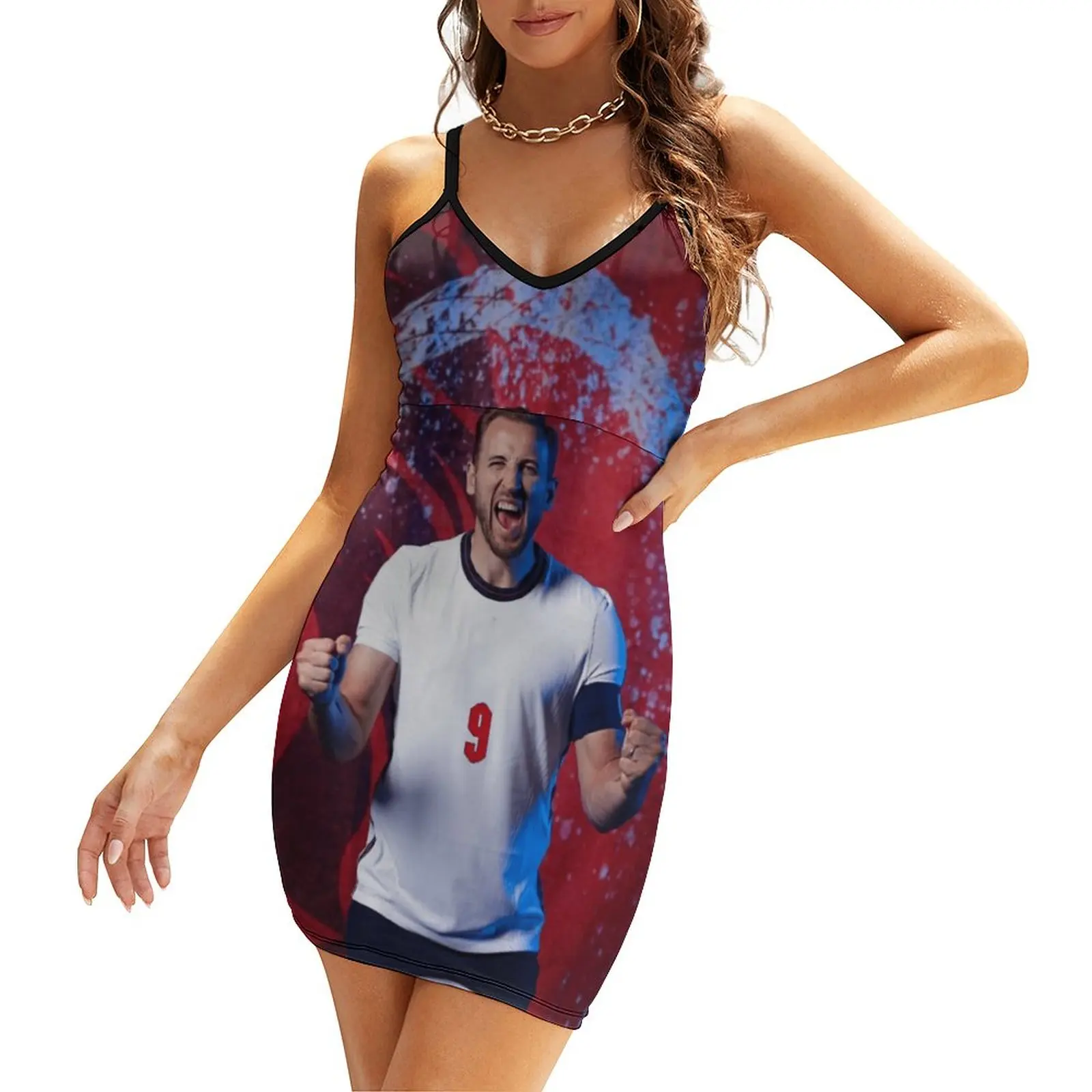 

England Harryss And Kaness 7 Graphic Sexy Woman's Gown Women's Sling Dress Humor Graphic Cocktails Strappy Dress