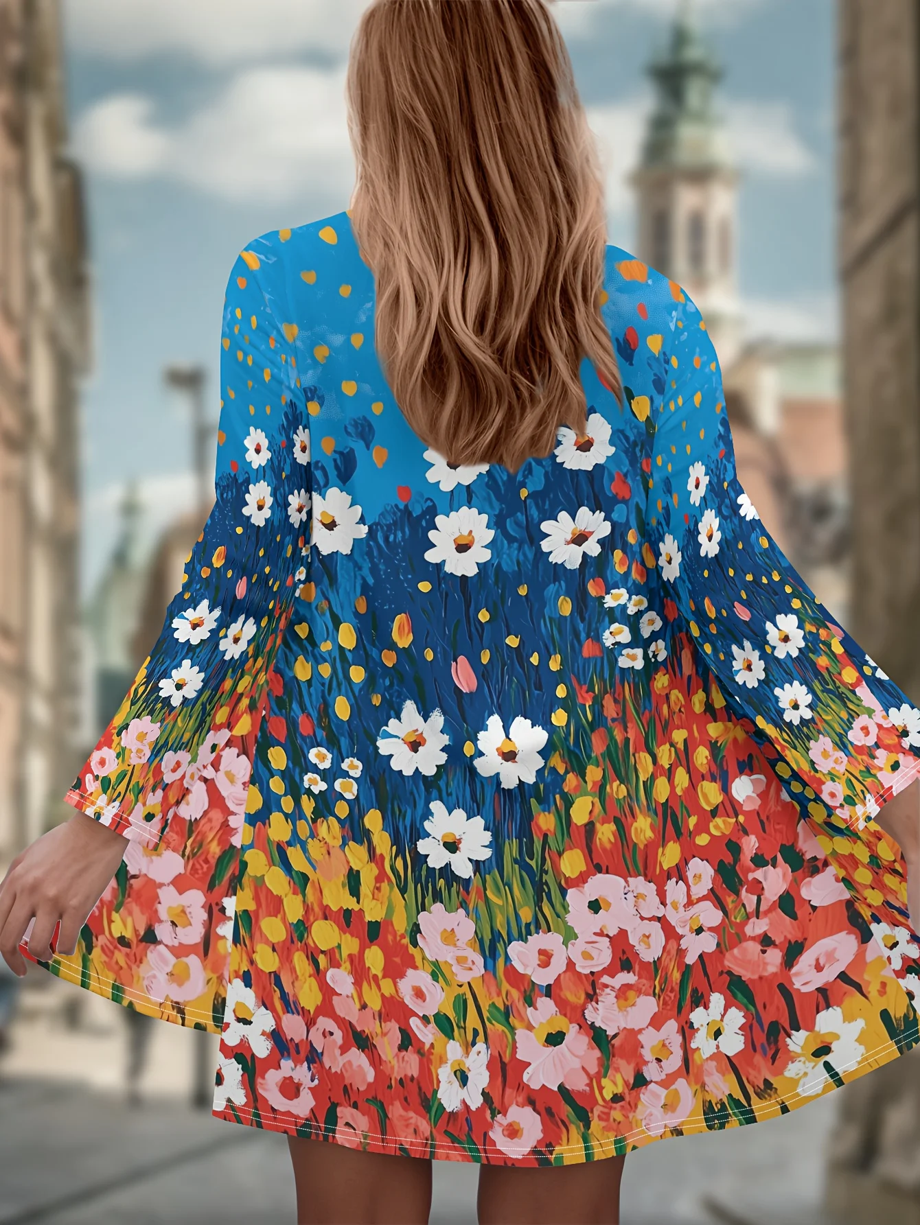 여성용 꽃무늬 가디건, 부드러운 폴리에스테르 니트, 긴 소매 오픈 프론트, 우아한 캐주얼 커버업, 봄 스타일