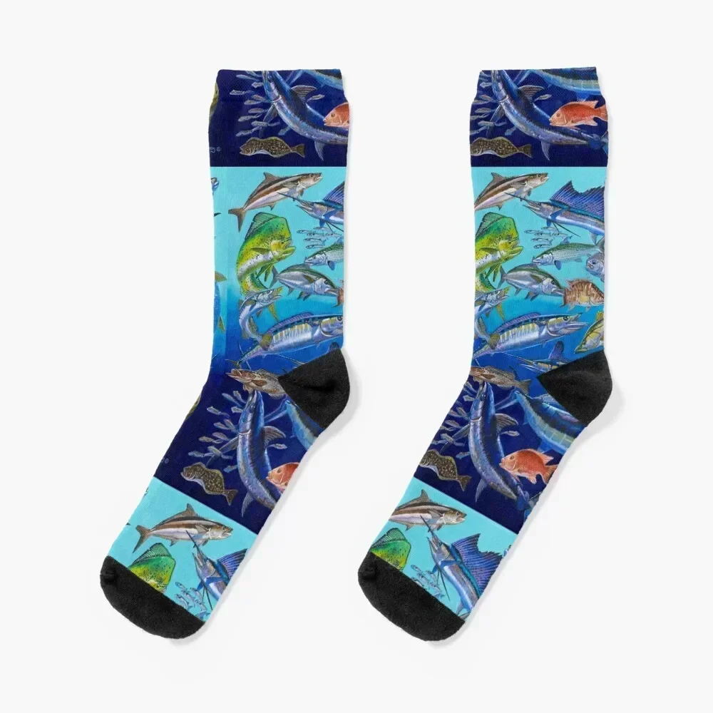 

Gamefish Collage Socks Rugby Run christmas gift Men's Socks Women's