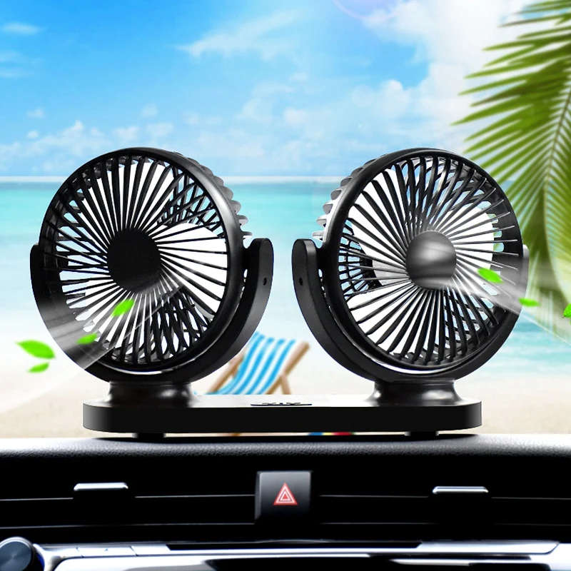 Car Dual Fan Car Car Cooling Accessories USB Socket 12V24V Volt Double-Headed General Degree Rotatable