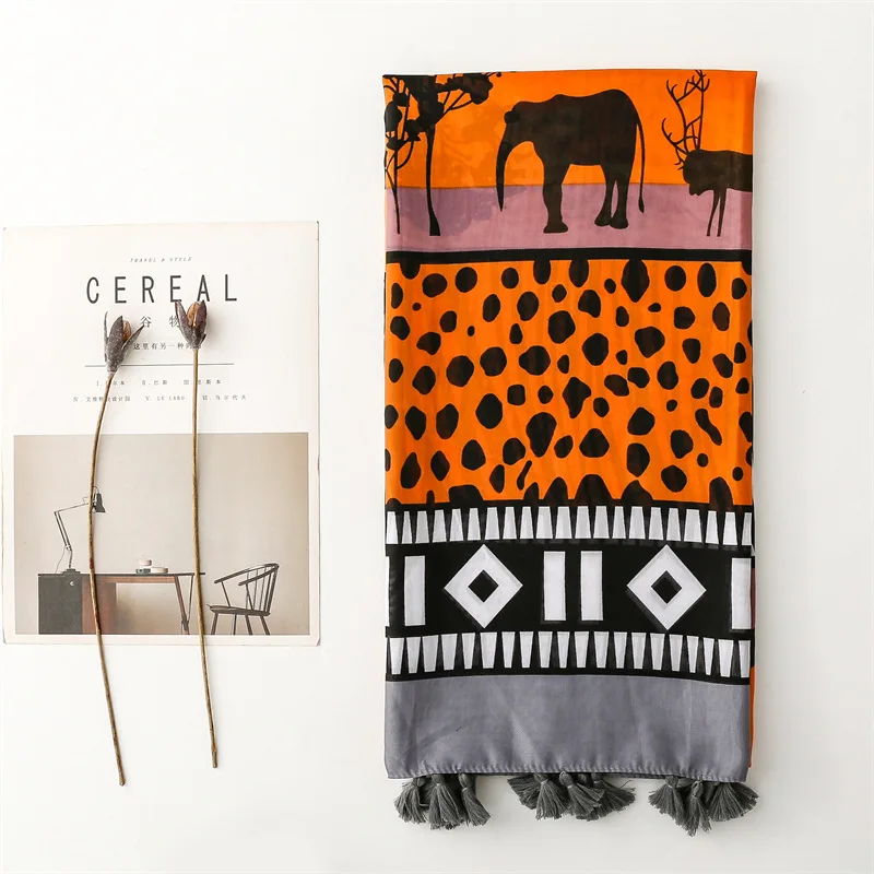 Women's Scarf Shawl Fashion Stylish Double Sided Prints Soft Large Scarves with Tassel