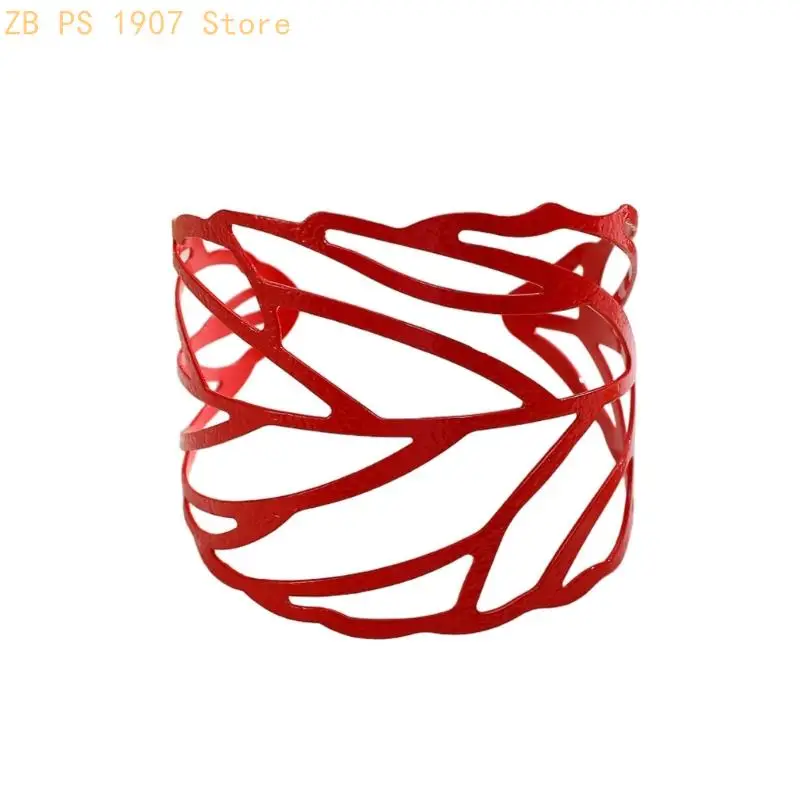 ورقة مخرمة واسعة الإسورة جريئة الرجعية مجوهرات سوار هدية أنيقة للنساء 55KA