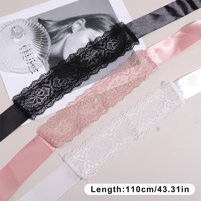 Lace Headband Satin Silk Sleep Eyes Mask Sexy For Women Silk Eye Cover Cute Blindfold Silk Ribbon Surprise Gift