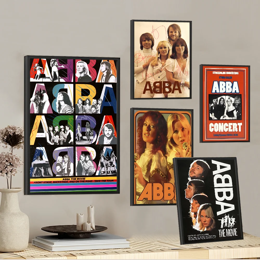 Swedish Pop Music Band Abba Self-adhesive Art Movie Sticky Posters Fancy Wall Sticker For Living Decoration Vintage Painting