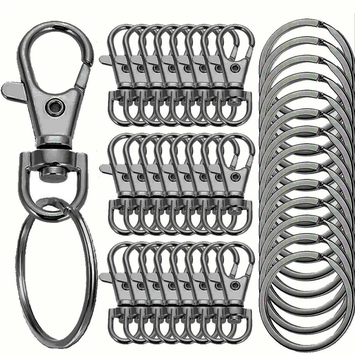 20/40/60/80/100 Stück Schlüsselanhänger-Haken mit Schlüsselanhänger, Schlüsselanhänger-Clip-Haken mit flachem Ring für Schlüsselband, Schmuckherstellung, DIY-Handwerk