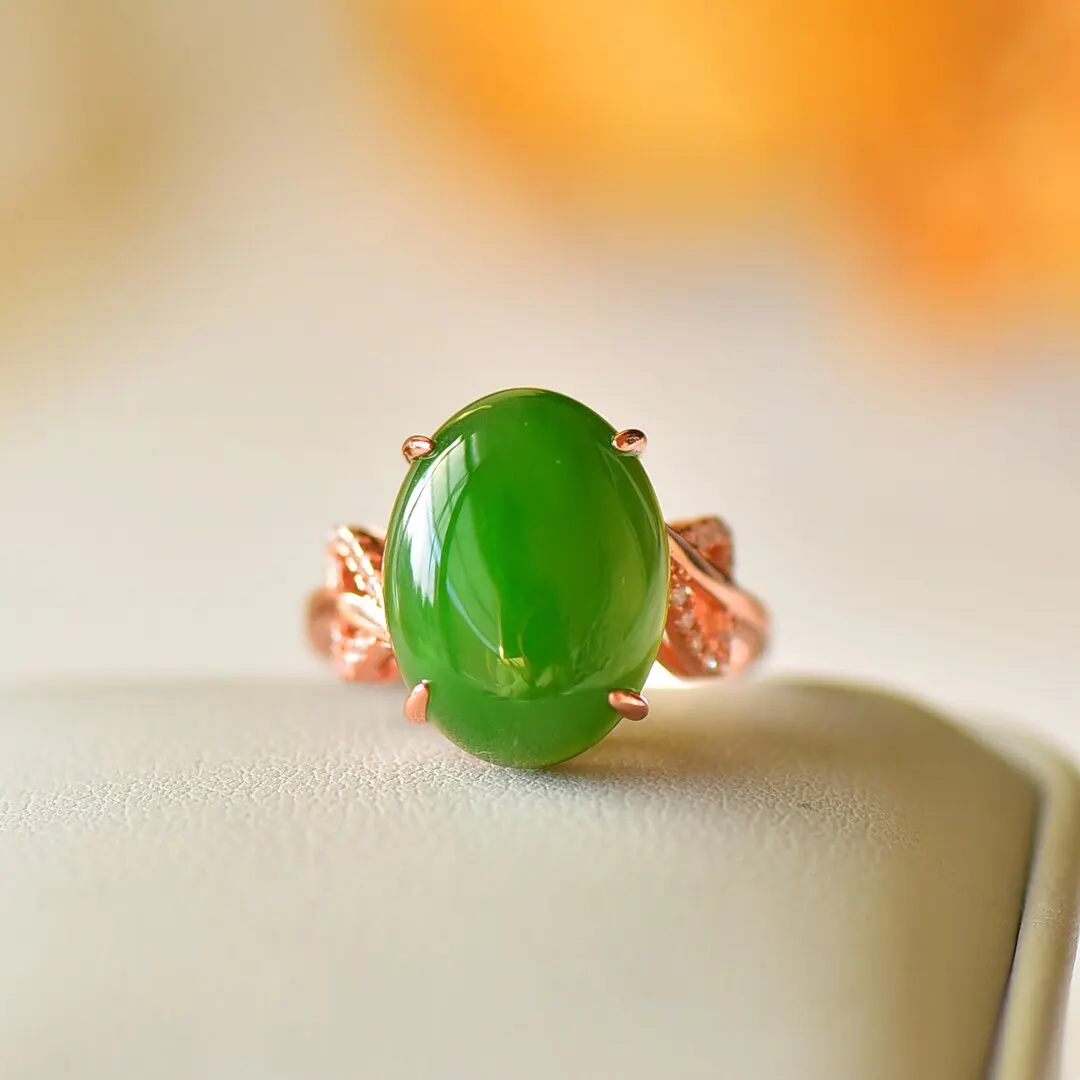 Hetian jade jasper egg surface retro ring ring jade ring Hanfu accessories fashion gifts