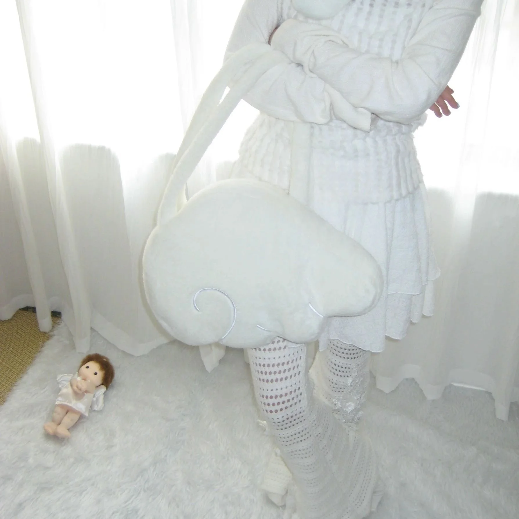 Plush Angel Wings Shoulder Bag Handheld Crossbody Casual Fashion Accessories Trendy Soft Fluffy Feather Design Purse For Women