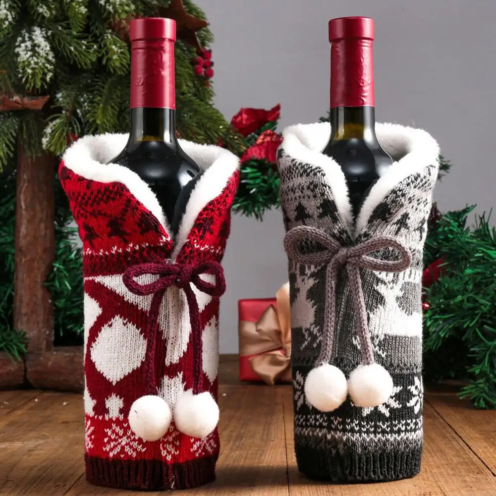 

Christmas Gift Wine Bottle Decoration Festive Wine Bottle Covers Santa Claus Snowman Designs for Christmas Home Decor Gift