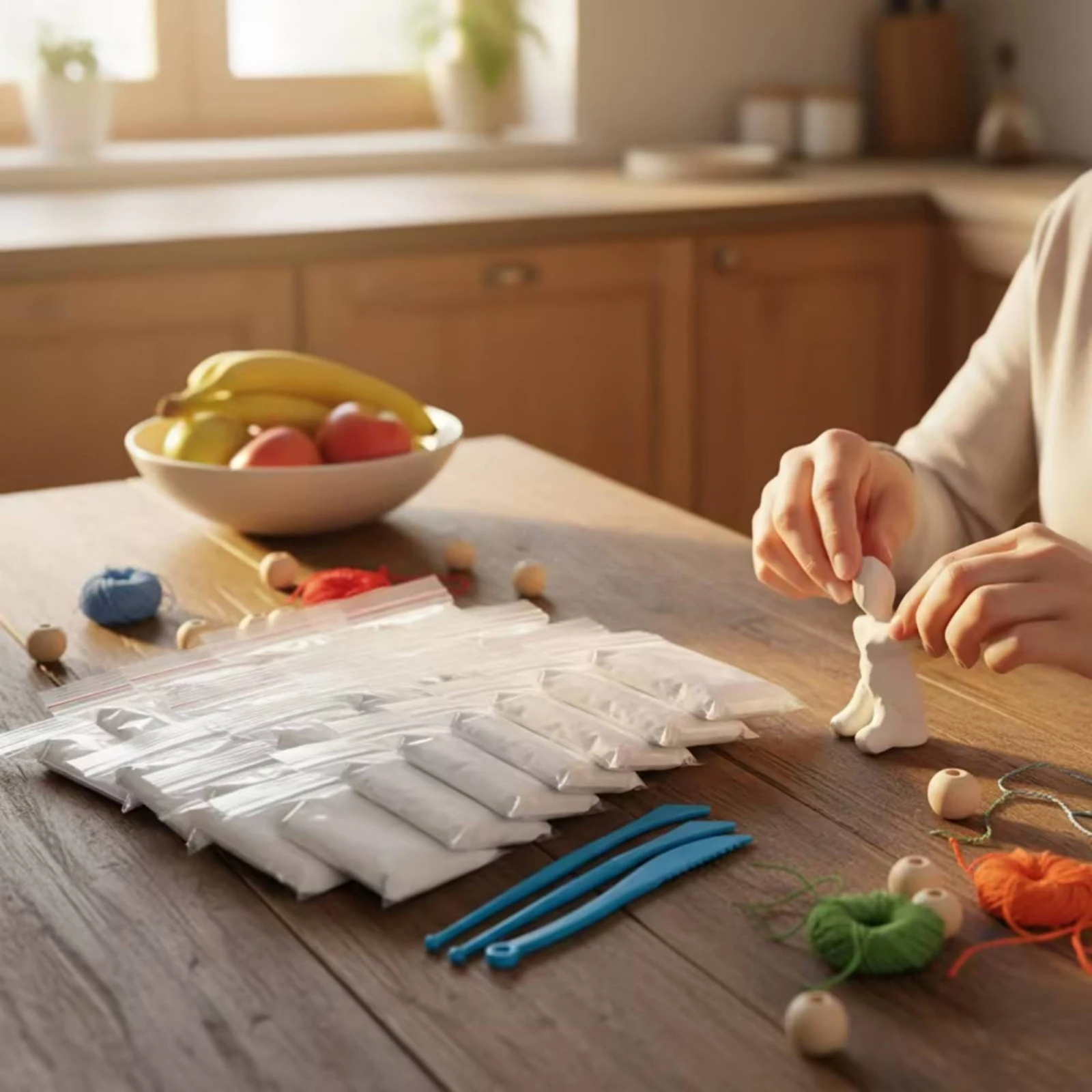 50 Pieces Air Dry Clay with Tools White Clay Kit with Tools Lightweight Soft for Children, School Projects, Holiday Crafts