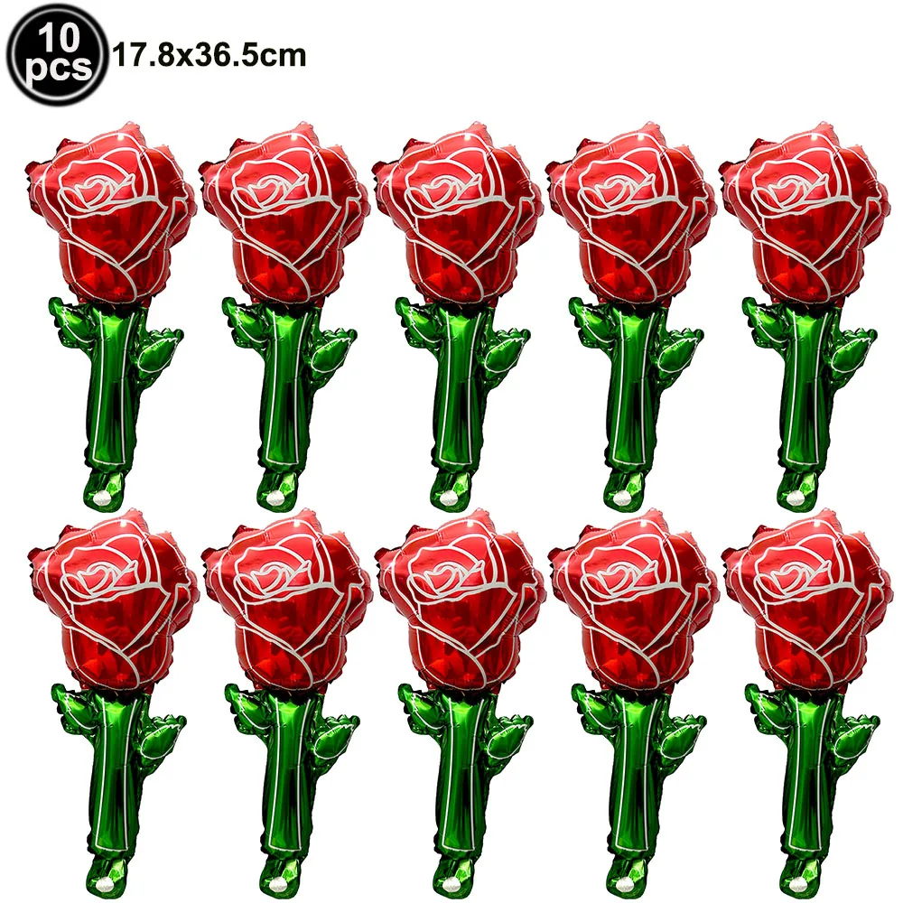 10pcs Mini Rose Flower Balloons Rose Shaped Balloons Birthday Wedding Balloon Mother's Day Decoration Baby Shower Party Supplies