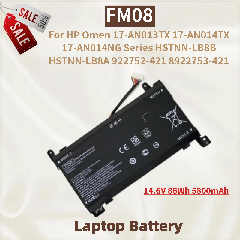 

Новый высококачественный аккумулятор для ноутбука FM08 14,6 В 86 Втч 5800 мАч для HP Omen 17-AN013TX AN014TX AN014NG серии HSTNN-LB8B LB8A 922752-421