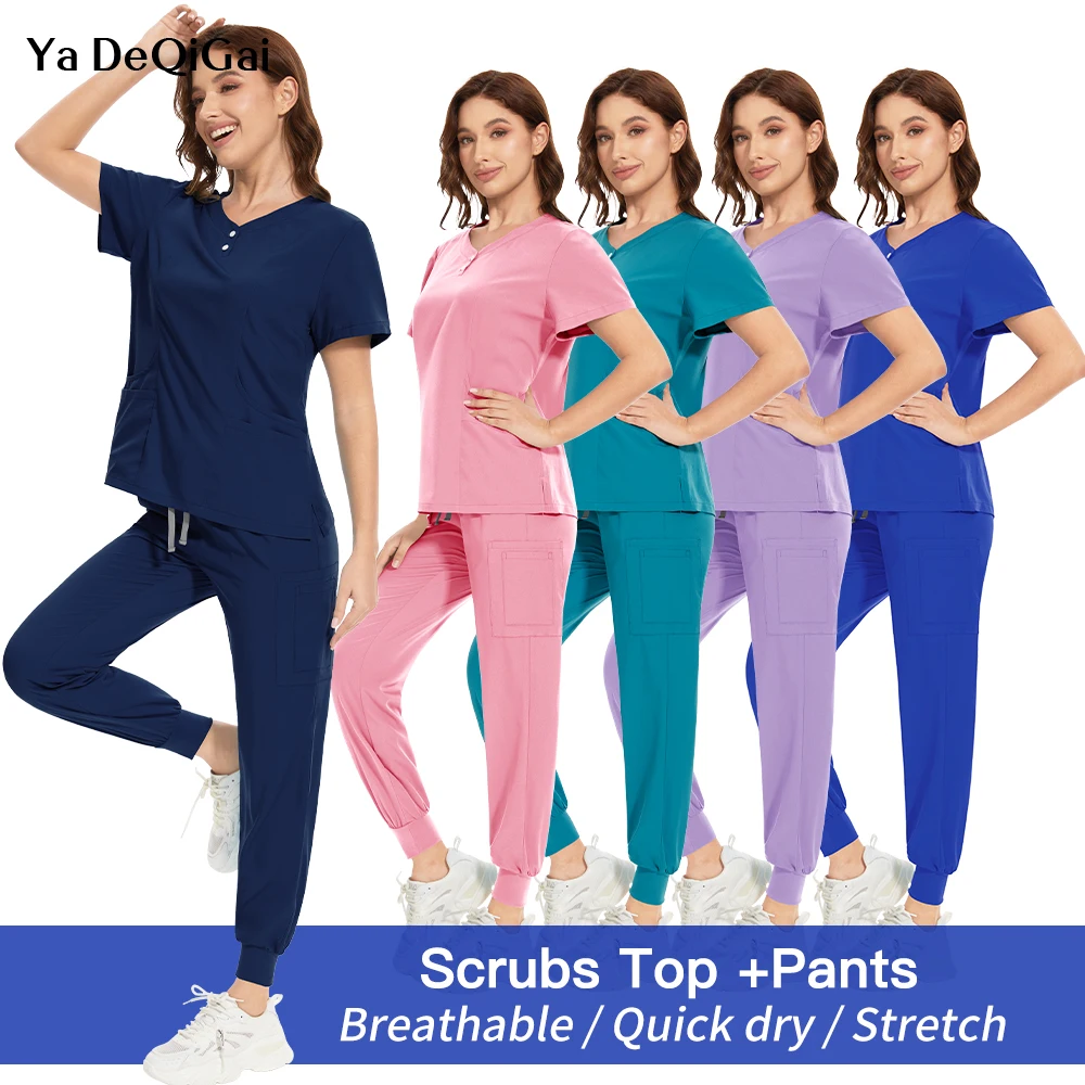 Unisex Surgical Gowns Scrubs Top Pants Woman Medical Uniforms Hospital Scrubs Sets Nurses Accessories Dental Clinic Spa Workwear