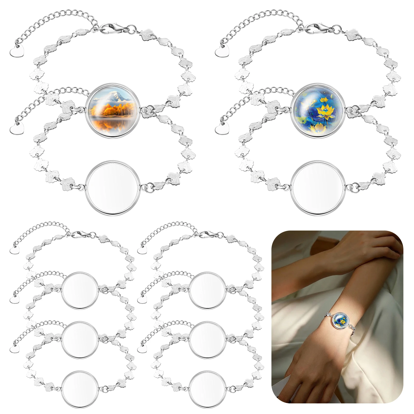 3pcs Stainless Steel Seashell Shape Bracelet Bangles Base Round 22mm For Bracelets Tray Blanks Bezel Settings DIY Jewelry Making