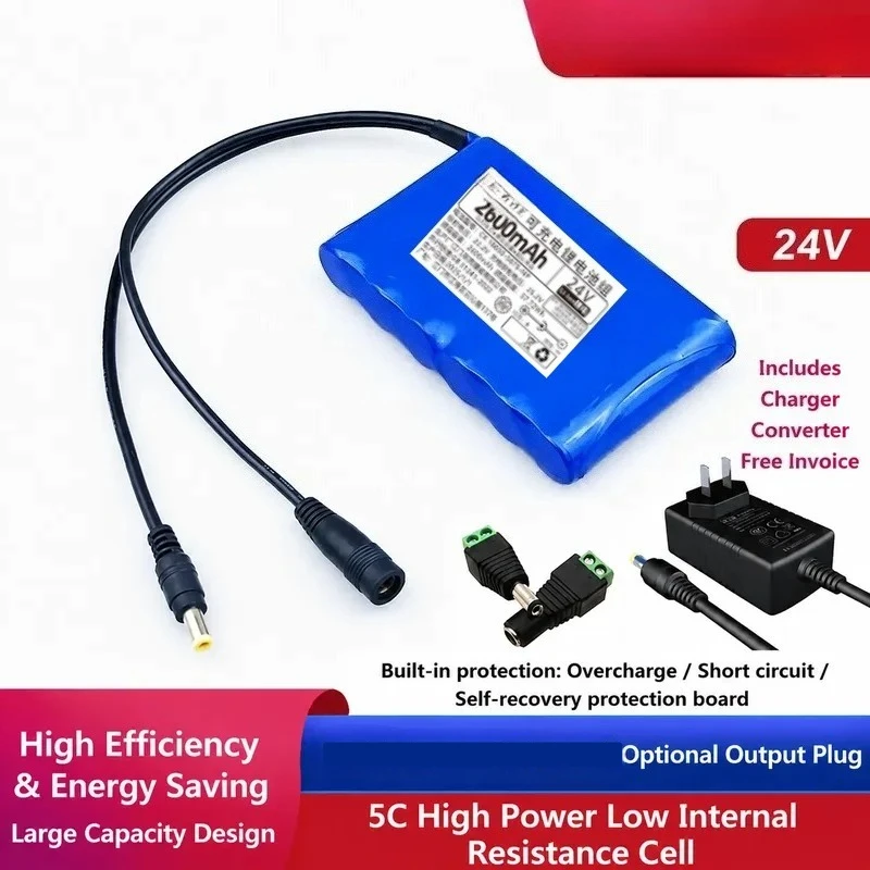 25.2V 6S Rechargeable Lithium Battery Pack High Capacity Power Supply for Medical Monitor Speaker Motor Equipment