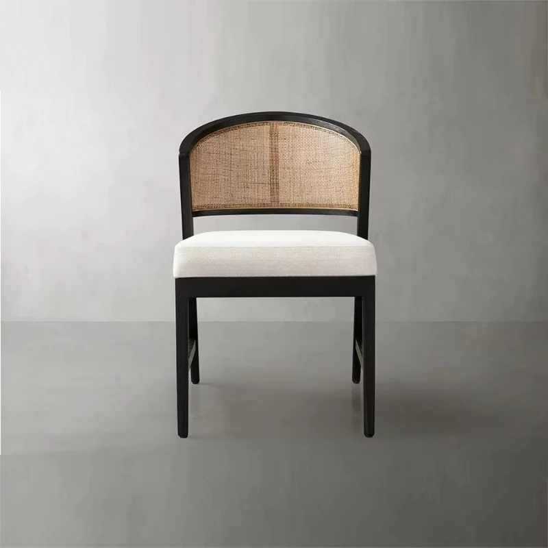 

Rattan dining chair, modern Nordic style solid oak, black drift finish fabric, wedding home furniture park