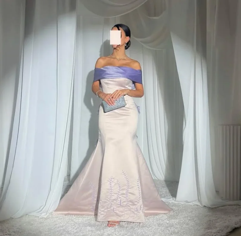 

Purple Off Shoulder Prom Dress Strapless Embroidery Evening Party Gown Formal Occasion Vestidos Para Beading Customized 2026