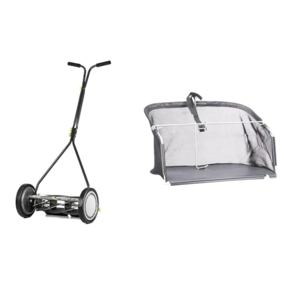 

16-Inch 7-Blade Push Reel Lawn Mower and 14-16 Inch American Lawn Mower Grass Catcher Bundle