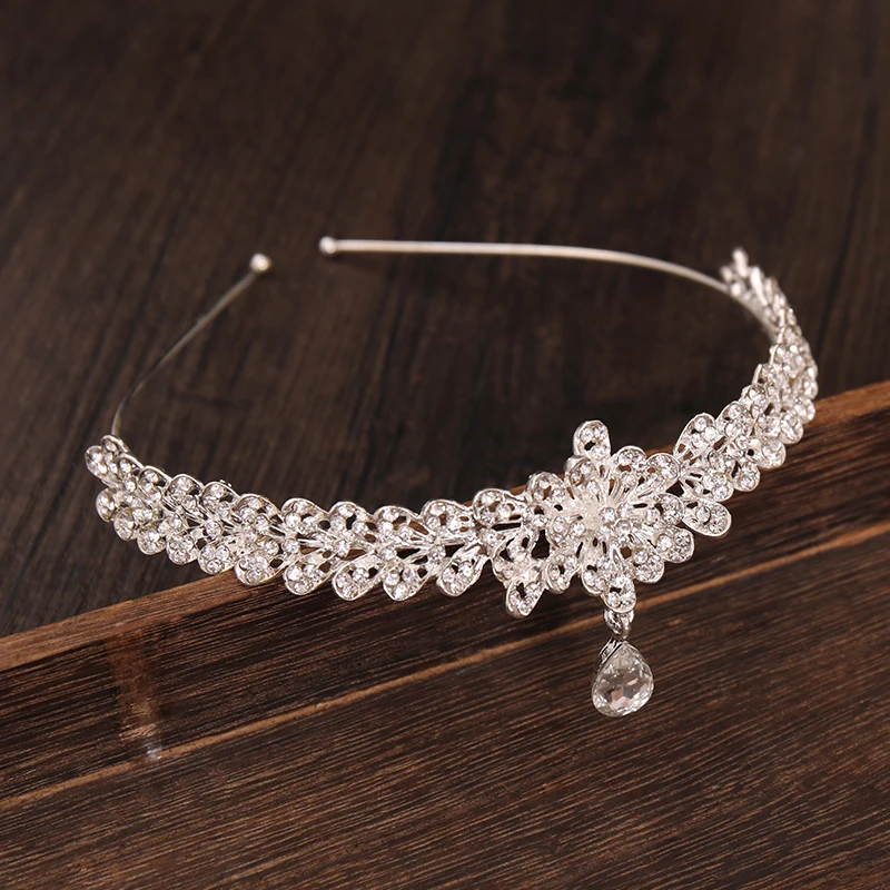 Fashion Crystal Tiaras And Crowns Forehead Water Rhinestone Diadems Wedding Hair Ornaments Bridal Hairbands Pageants